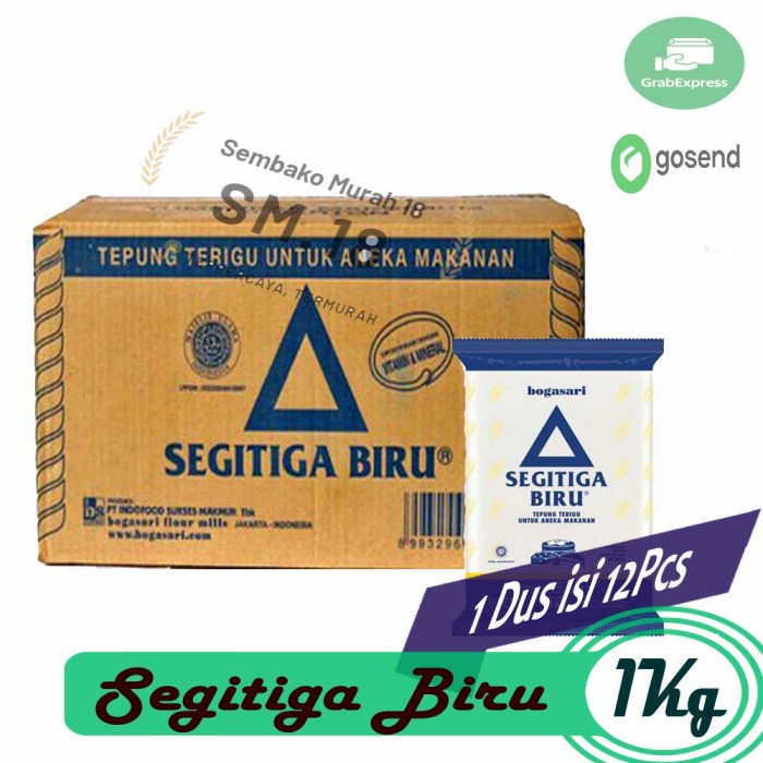

TEPUNG TERIGU SEGITIGA BIRU 1Kg DUS ISI 12 Pcs - GROSIR BAHAN BAKU KUE