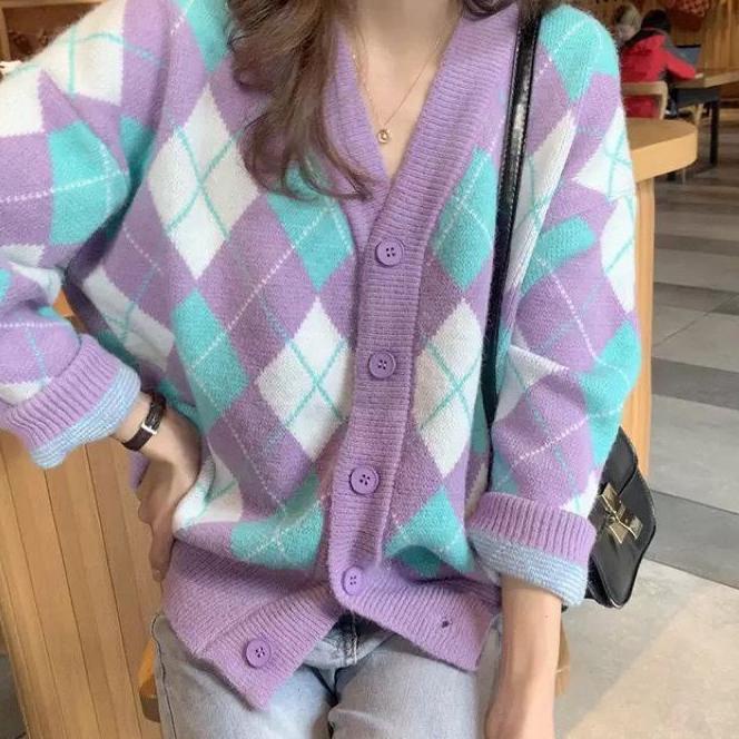 Sullivan Cardigan Resto Lilac Argyle Rajut/Cardigan Sullivan Lilac Argyle