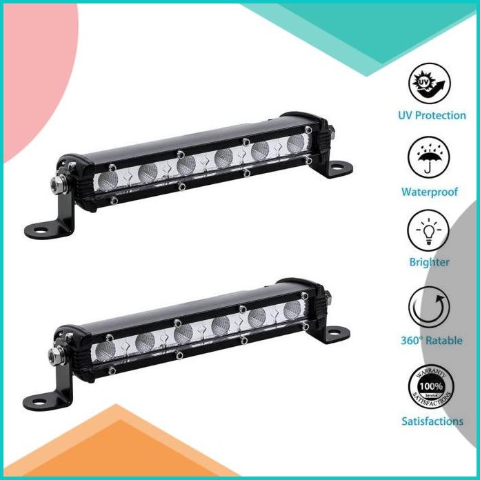 LAMPU TEMBAK LED BAR SLIM 6 MATA LAMPU SOROT BRT LED RACING 36W 10-80V