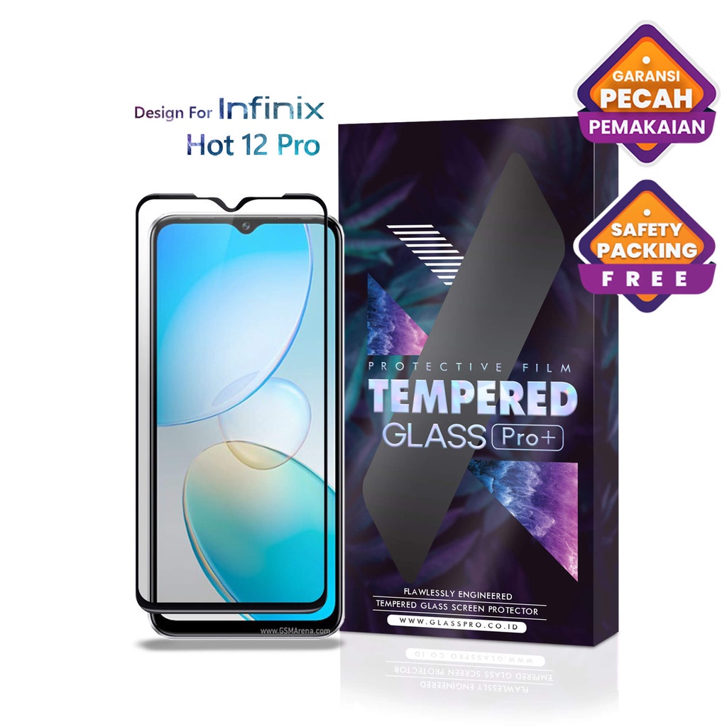 Tempered Glass Infinix Hot 12 Pro Full Cover - Premium Glass Pro