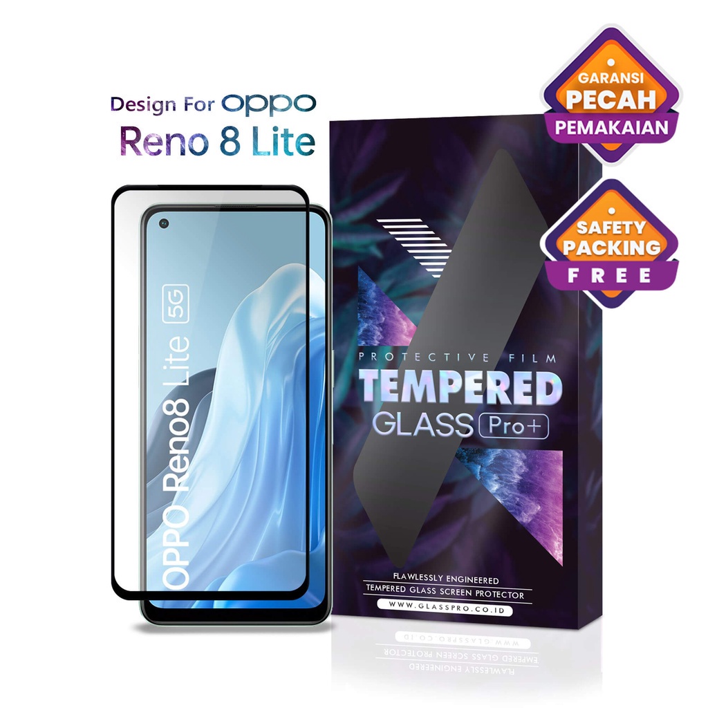 Glass Pro Tempered Glass Oppo Reno8 Lite Reno 8 Lite Full Cover - Premium