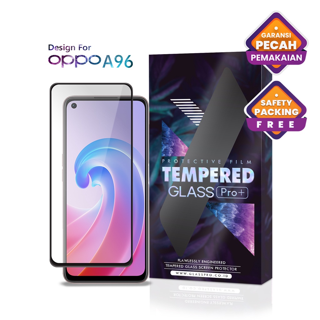 Tempered Glass Oppo A96 Full Cover - Premium Glass Pro