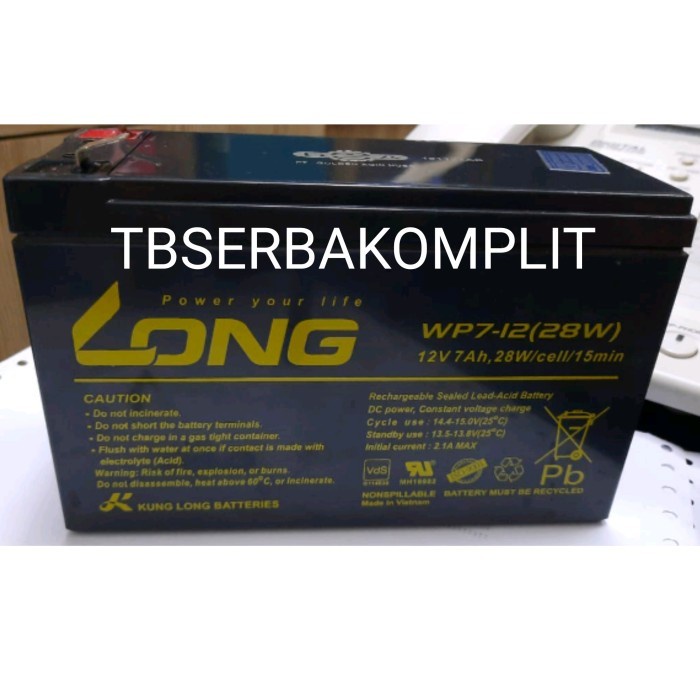 Battery Long Wp7-12-28W Aki 12 Volt 7 Ampere Accu 12V 7Ah Ups Lampu Terlariss 