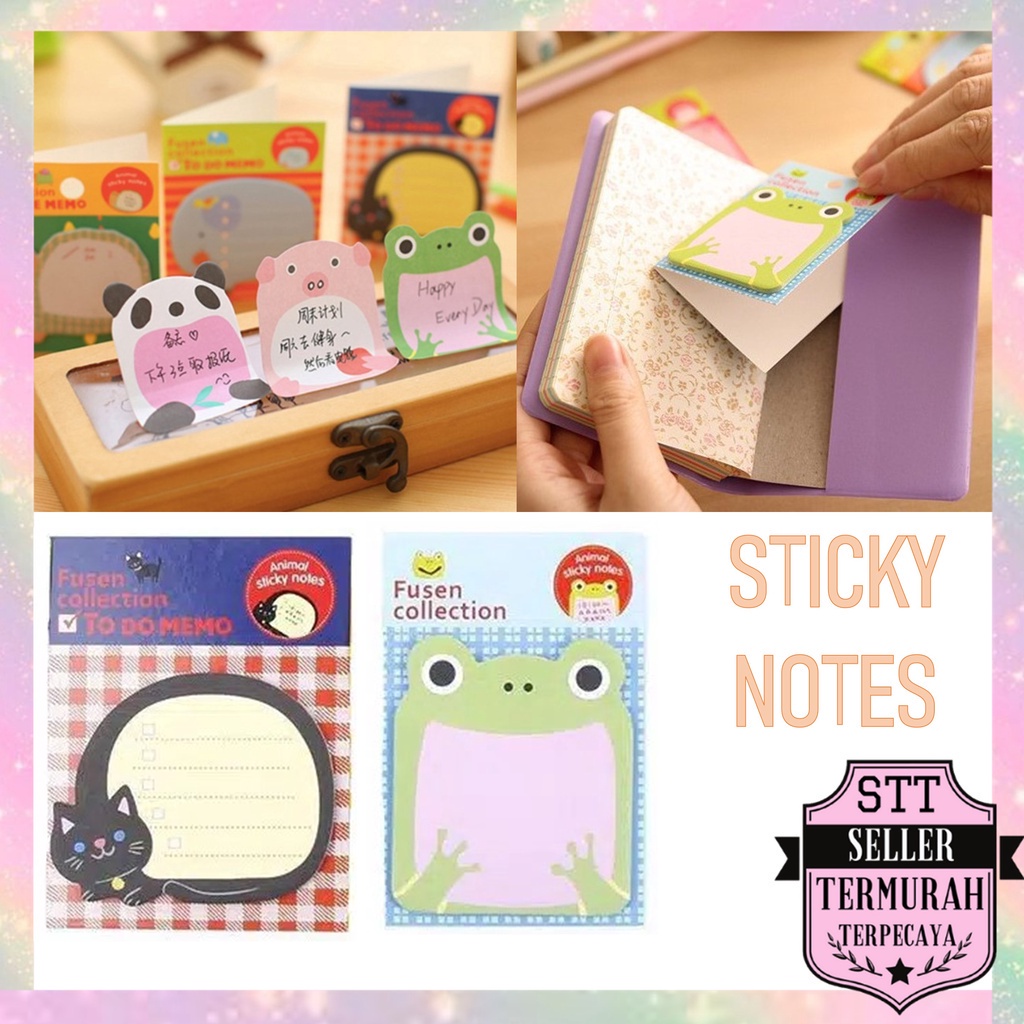 

STT Sticky Notes Motif HewanTempelan Kertas Catatan Memo Note Karakter Animal Mini Book Karakter Binatang Lucu