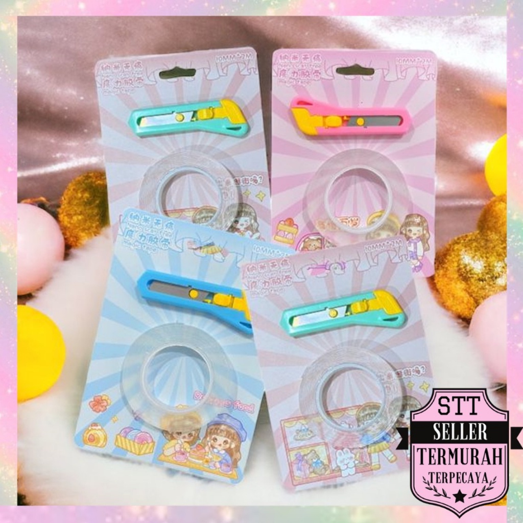

STT Cutter Mini Portable Dan Double Tape Gel 2 In 1 Kater Kecil Polos Pemotong Kertas Paper Cutter Isolasi Bening 2 Sisi Anti Air Travel Kit Tape Multifungsi Perekat Dinding Tembok Tanpa Bekas Selotip Super Kuat Waterproof