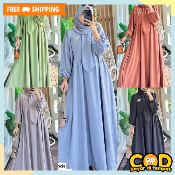 Gsmis Import Premium Gamies Krudung Hijab Lebaran 2024 Gamis Fashion Muslim Set Kerudung Gammis Free