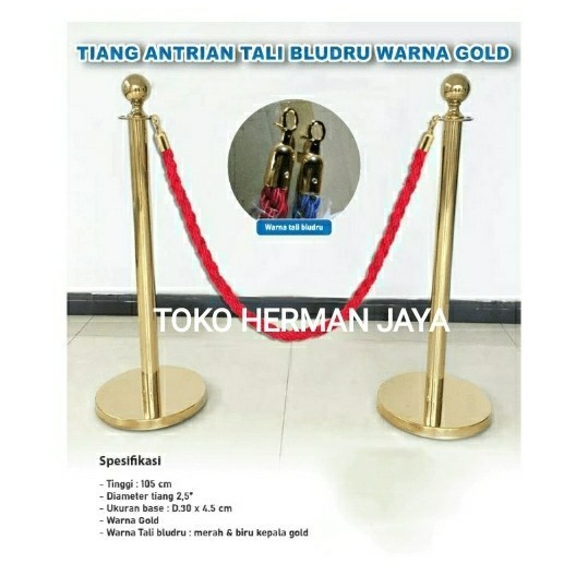 

Terbaru Tiang Pembatas Antrian Gold Tali Beludru Bludru Model Tambang Promo Terlaris