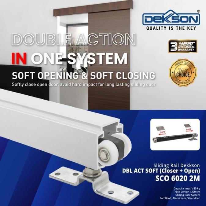 Rel Pintu Sliding Aluminium Dekkson Soft Opening/Soft Closing 2Meter