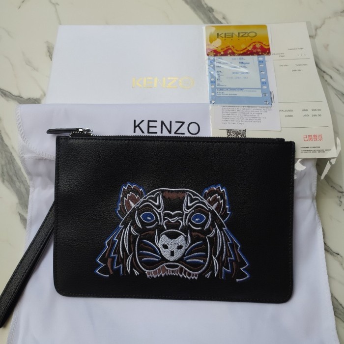 Terbaru Kenzo Tiger Clutch Full Leather 100 % Original Promo Terlaris