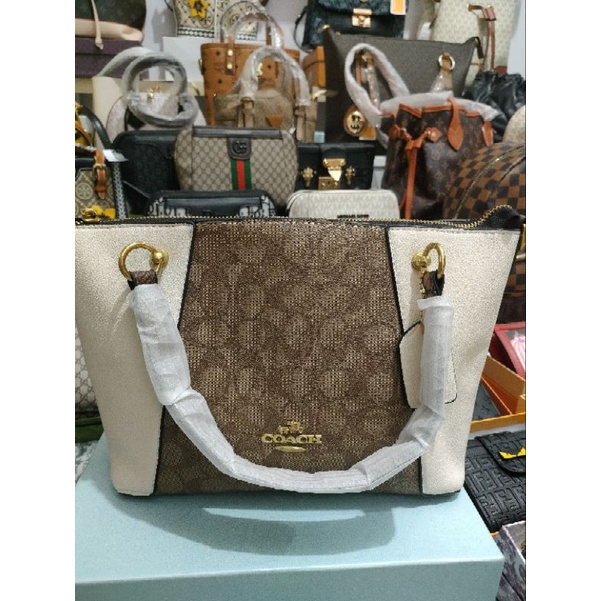 Tote Coach Putih mix Khaki