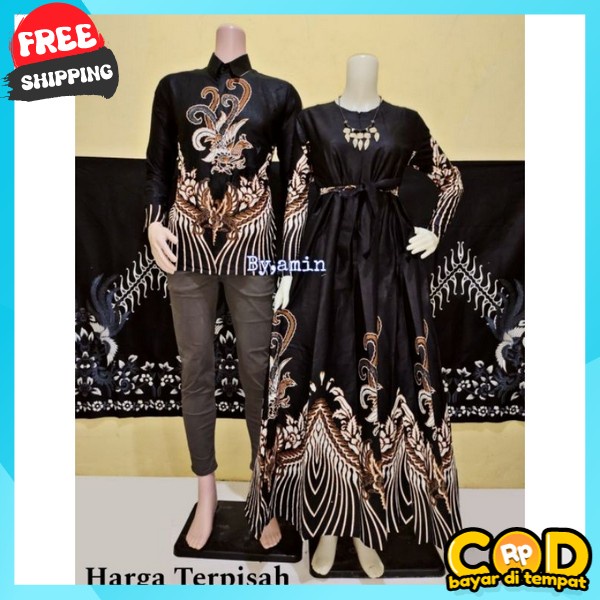 Sarimbit Coupl Gamis Dan Kemejs Baju Pasangan Wanita Pria Koko + Gmis Cople Gamies Muslim Suami Istr