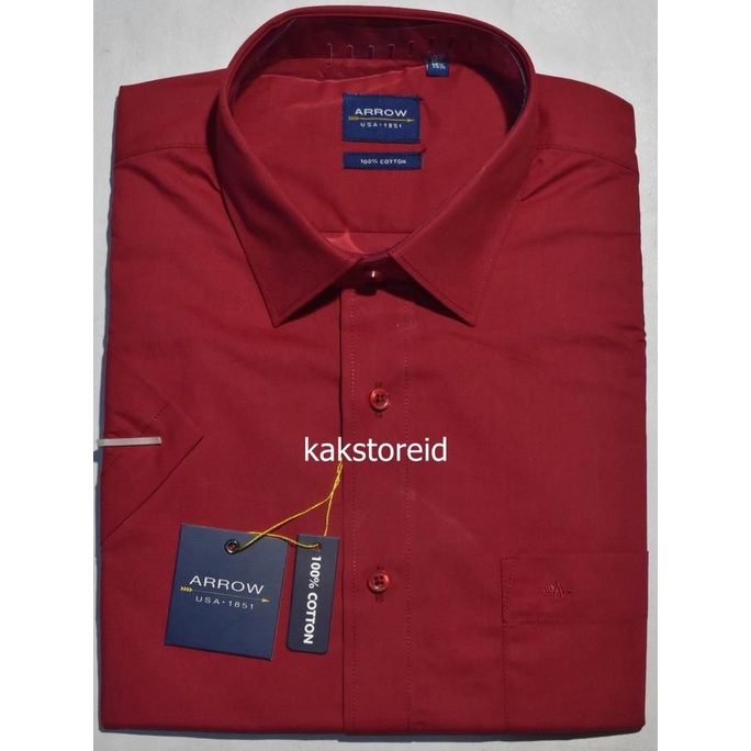 New Sale Kemeja Pria Formal Lengan Pendek Arrow Merah Reguler Arr 246 Original Stok Terbatas