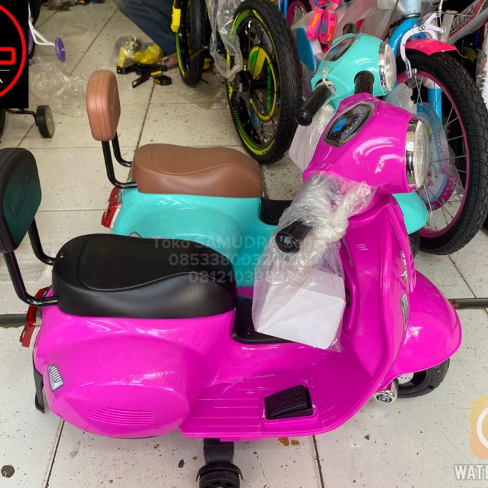 MOTOR AKI MAINAN ANAK CAS LISTRIK PMB M-788 VESPA MINI MURAH BDG ORIGINAL TERBARU