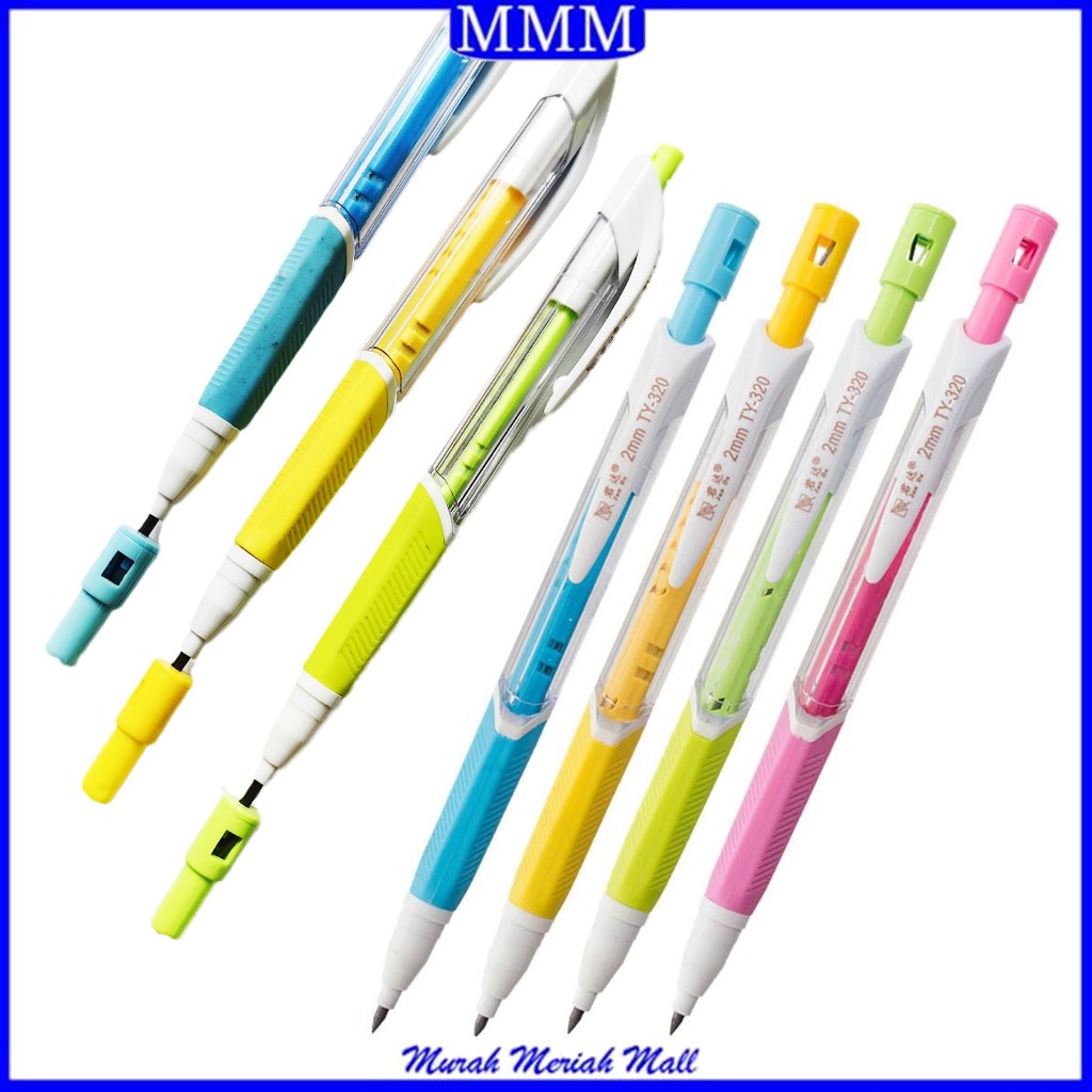 

MMM Pensil Mekanik 2.0mm Mechanical Pensil Cetek 2B Serutan Pencil Graphite Lead Automatic Alat Tulis Sekolah dan Kantor Mechanical Pencil Warna Pastel Dengan Serutan