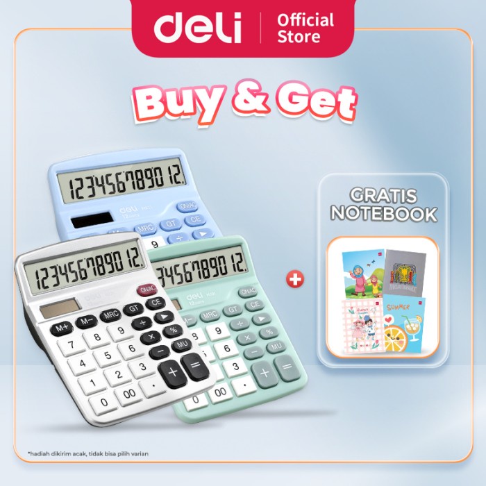 

DELI KALKULATOR MEJA DESKTOP CALCULATOR LAYAR 12DIGIT WARNA LUCU EM221 ORIGINAL TERBARU