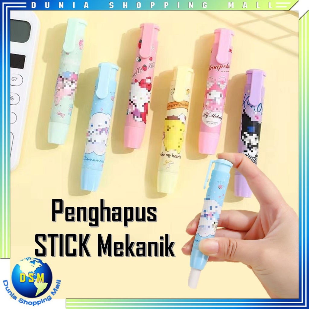 

DSM Penghapus Pensil Mekanik Karakter Mechanical Eraser Lucu Hapusan Eraser Lipstik Retractable Cute Eraser Korean Style Penghapus Pencil