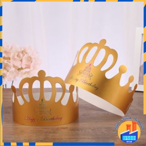 HPT Topi Mahkota Ulang Tahun Anak-anak Karton Emas Dewasa Dekorasi Ulang Tahun Topi Ulang Tahun Hias