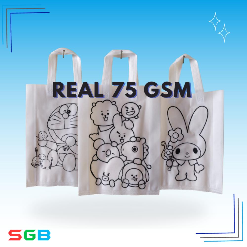 

Ready!!!(COD) Tas spunbond mewarnai Handle uk 30x40x8 ketebalan kain 75GSM
