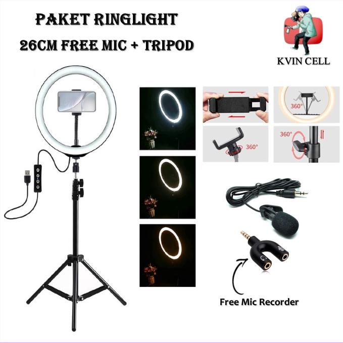 Ring Light Tripod / Ring Light / Ring Light Besar / Ring Light Murah / Ring Light 26cm Tripod 2.1 m 