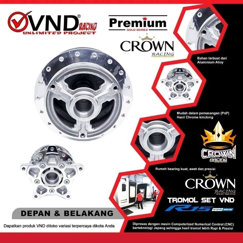 Tromol Set Depan Belakang VND Yamaha  R15 V3 / Vixion R