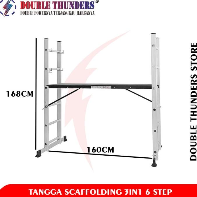 DT Tangga Lipat Model H Tangga Scaffolding 3in1 6Step Lebar 1,6 Meter