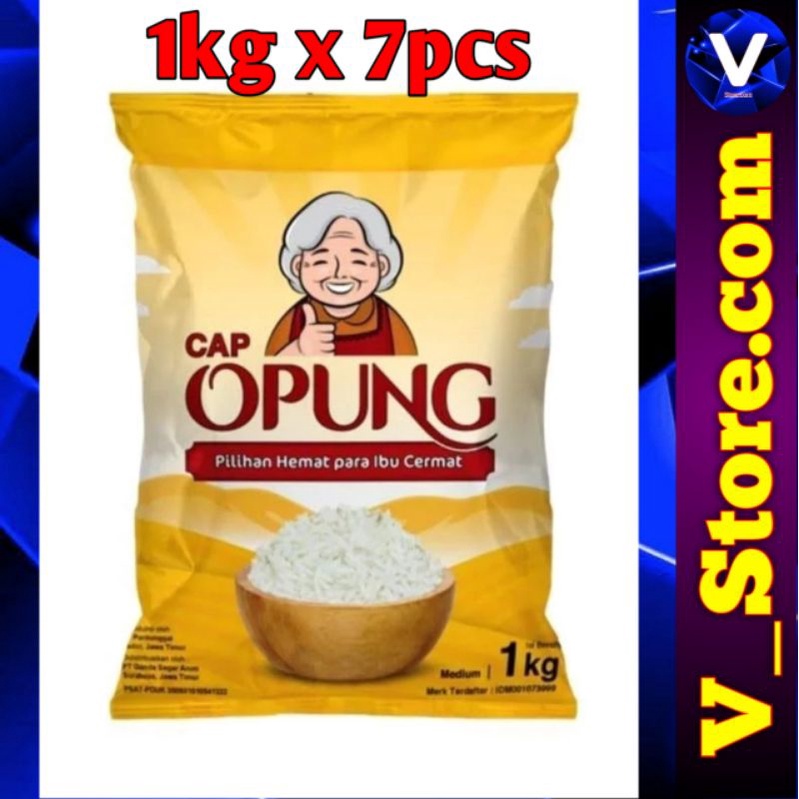 

Beras CAP OPUNG 7Kg (1Kg x 7pcs) Beras Kemasan Pabrik