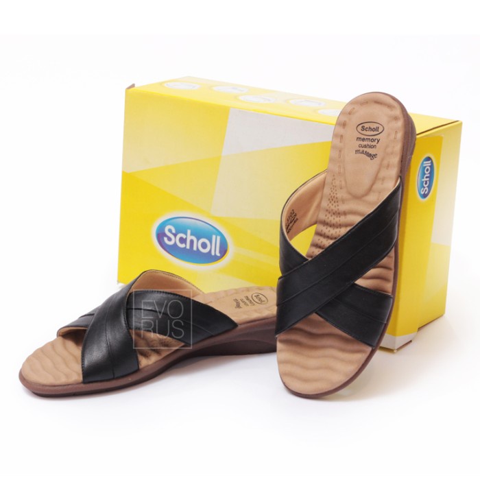 Scholl Memory Cushion Bios Women Leather Sandal Kulit Asli Original