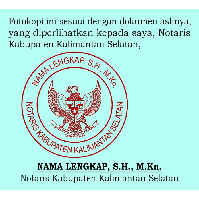 

Stempel Notaris Pengesahan Fotocopy