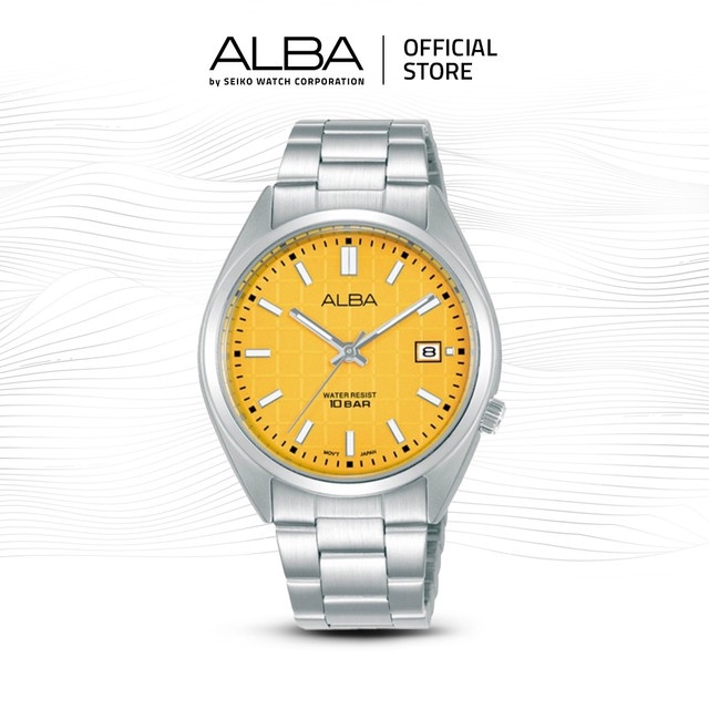 Alba Gelato Jam Tangan Wanita AG8M41 / AG8M41X1 Quartz Pink Pattern Dial Stainless Steel Strap Watch