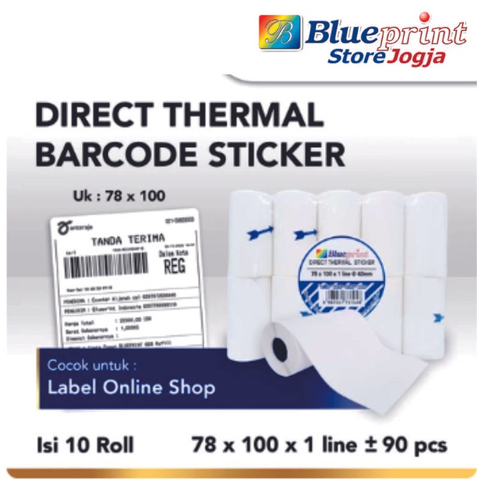 

] Direct Thermal Sticker Label Resi Portable Blueprint 78x100 isi 90 Pcs