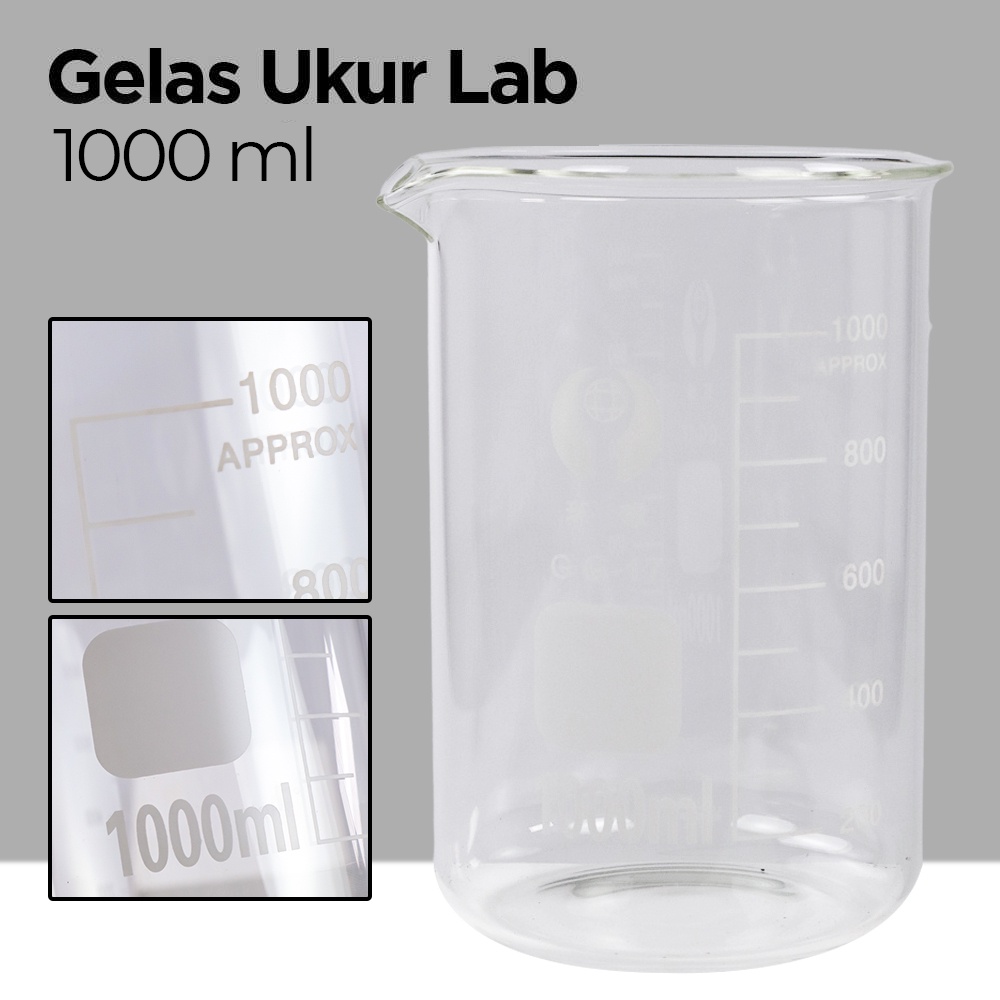 Gelas Ukur Lab Kimia Borosilicate Glass 1000 ml  / BEAKER GLASS 1000 ml / gelas piala 1000 ml beker 