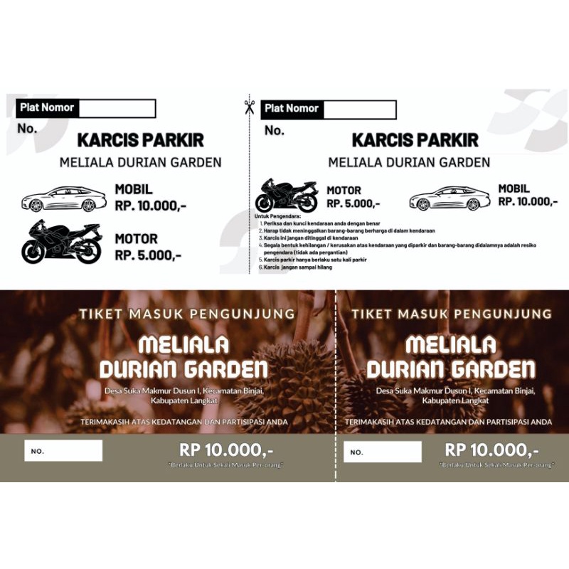 Print Cetak Kupon Tiket, Voucher, HVS urutan nomor, Undian, Parkir,  Restoran,  Game dll