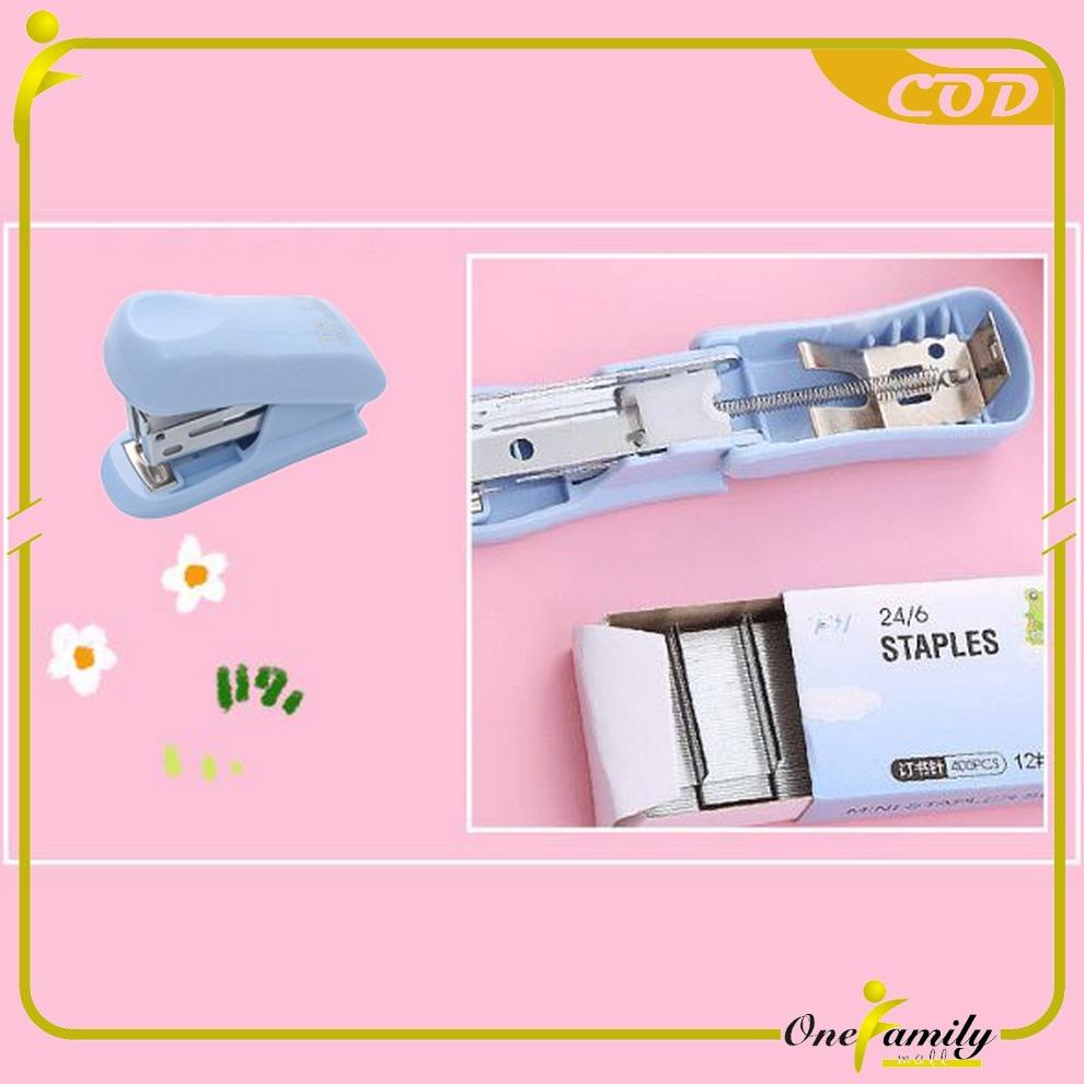 

Trend Produk One-A50 Staples Mini Set Karakter Animal Warna Pastel Portable / Stapler Kecil Set Isi Hekter 24/6 Stasionary Perlengkapan Kantor Import