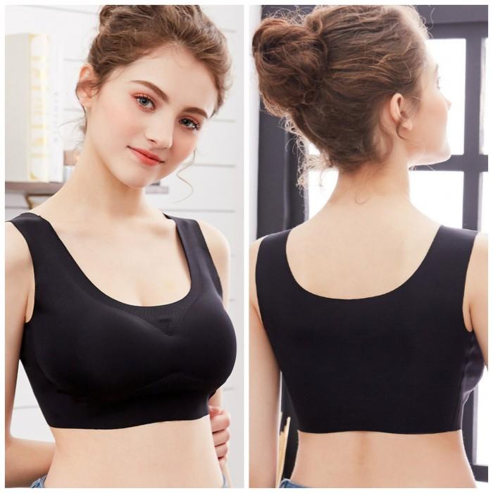 BISA COD - A026 / BRA SEAMLESS BIG SIZE JUMBO ICE SILK TANPA KAWAT / BH - RANDOM (ACAK),L
