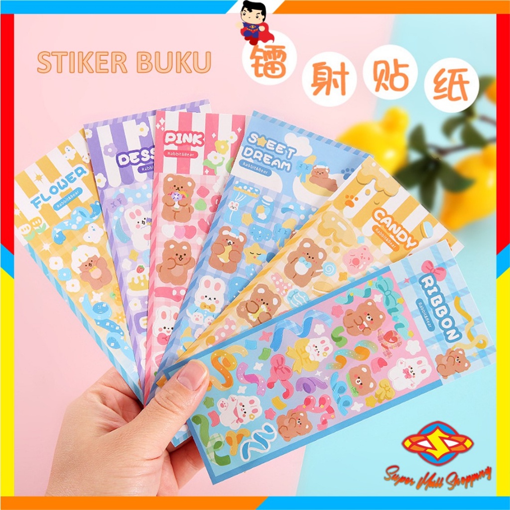 

SMS STICKER WATERPROOF KARTUN BEAR RABBIT HOLOGRAM STIKER MOTIF KARTUN BERUANG DAN KELINCI KOREA LUCU ANTI AIR DEKORASI HANDBOOK SCRAPBOOK DIY STICKER BOTOL MINUM TUMBLR VIRAL LUCU MURAH CANTIK