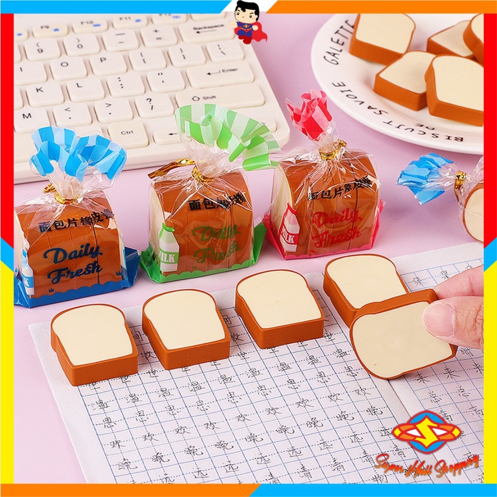 

SMS Penghapus Pensil Karakter Roti Tawar Isi 4Pcs Eraser Toast Bread Hapusan Sekolah Korean Style Penghapus Pensil Lucu Bentuk Roti Panggang 4 Pcs Import