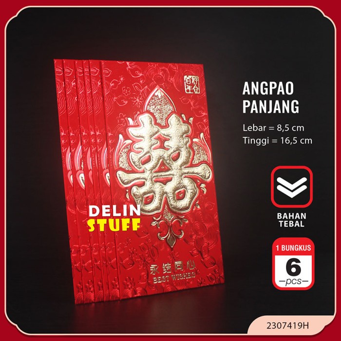 

~^~^~^] Angpao Wedding Panjang Tebal Shuang Xi / Angpau Pernikahan isi 6 pcs