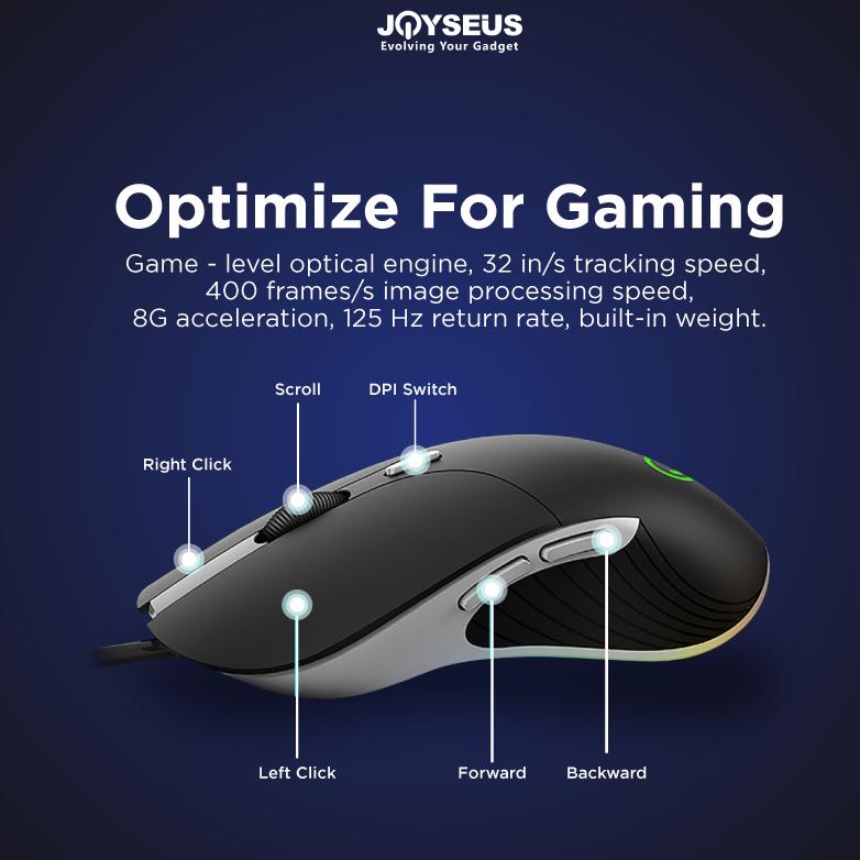 Gaming Mouse JOYSEUS RGB 3200DPI LED USB Professional - MS0005