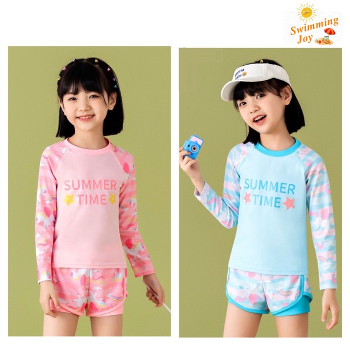 Promo Baju Renang Anak Perempuan Two Piece Lengan Panjang Baju Renang Remaja