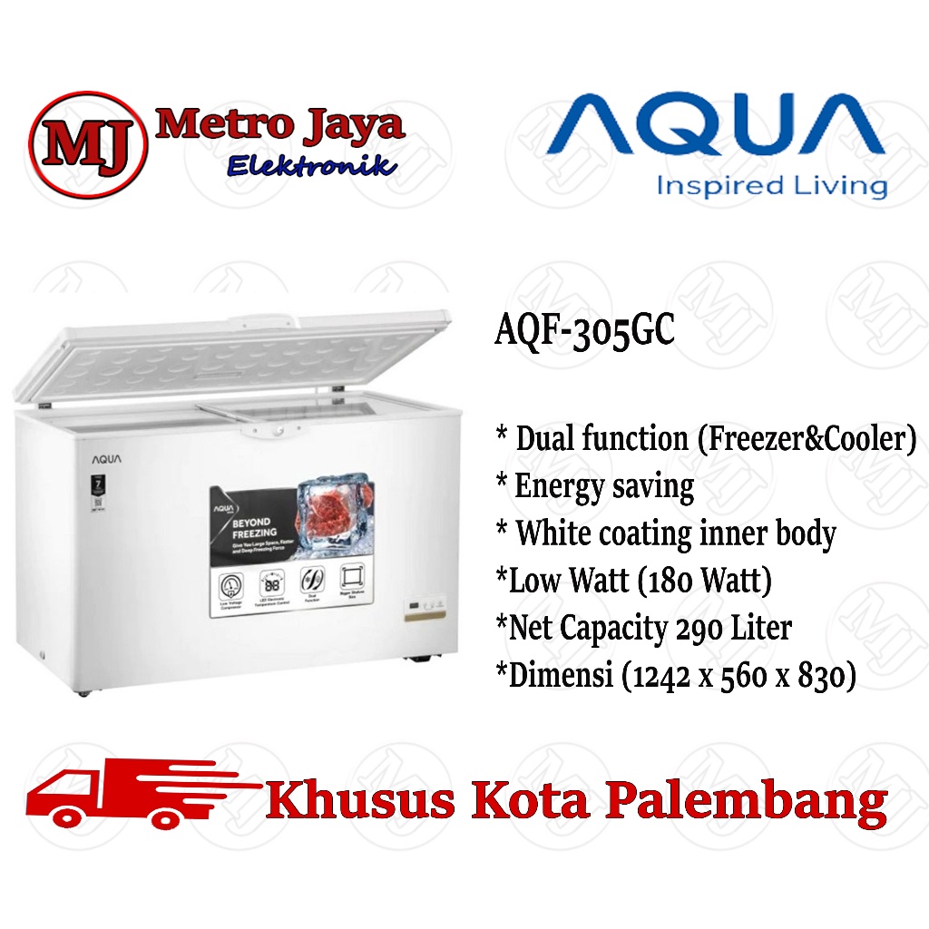 Chest Freezer AQUA AQF-305GC 300 Liter AQF 305 GC Freezer Box AQUA