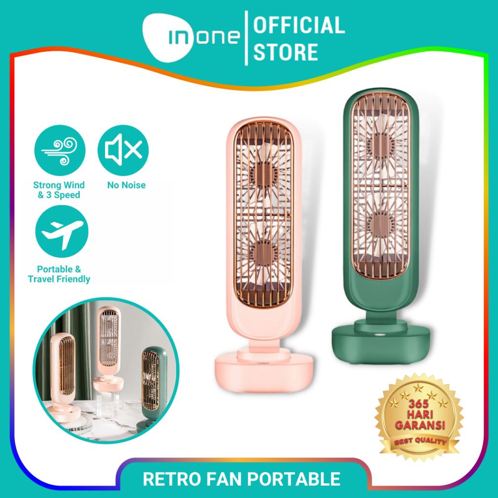 new INONE Kipas Angin Retro 5V 2000mAh Rechargeable 3 Speed Angin