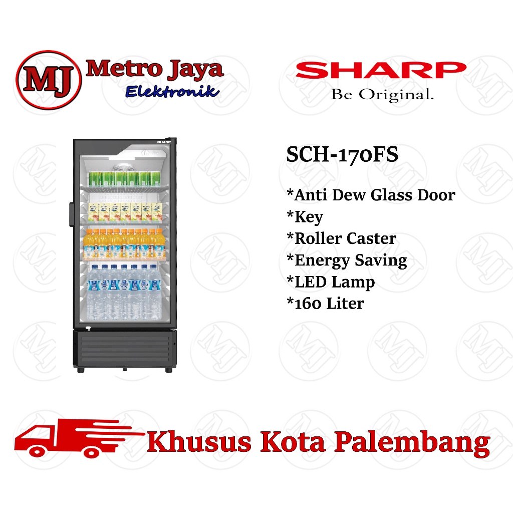 SHOWCASE SHARP SCH 170 FS Kulkas Minuman 3 rak kulkas minuman sharp