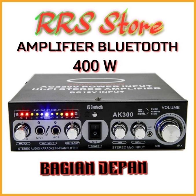 Ampli Audio Bluetooth Amplifier Ktv Karaoke 400W Ampli Mini 2 Jek Mic Kualitas Premium