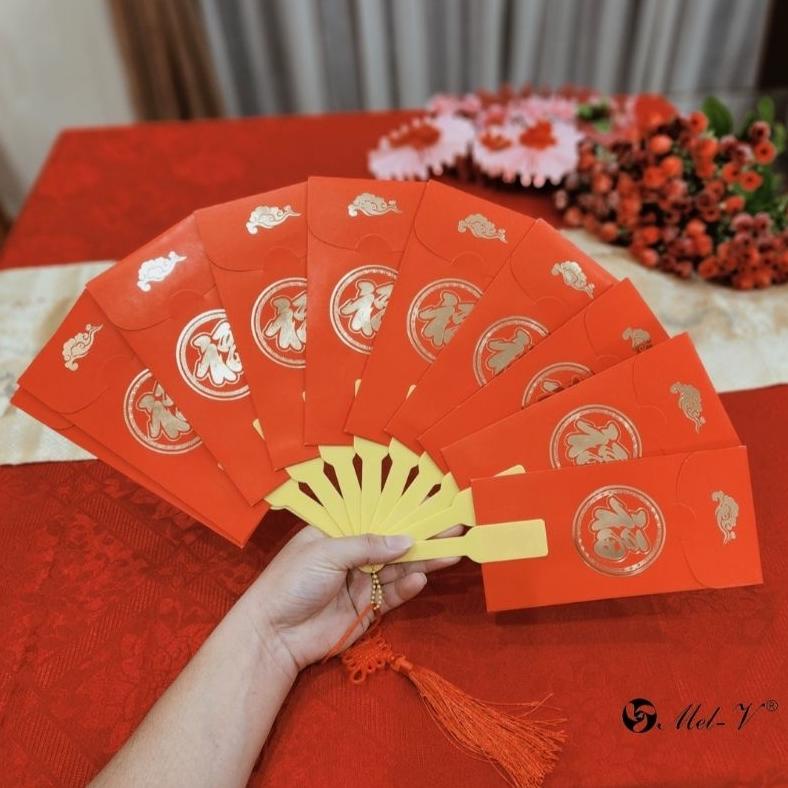 

Big Sale Angpau Kipas 10 Slot Angpao Imlek Bentuk Kipas Lipat Amplop Merah New Big Sale