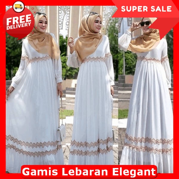 Baju Busana Muslim Wanita Gamus Cewek Ceruty Elegant Kekinian Gamis Bahan Ceruti Premium Terbaru Gsm