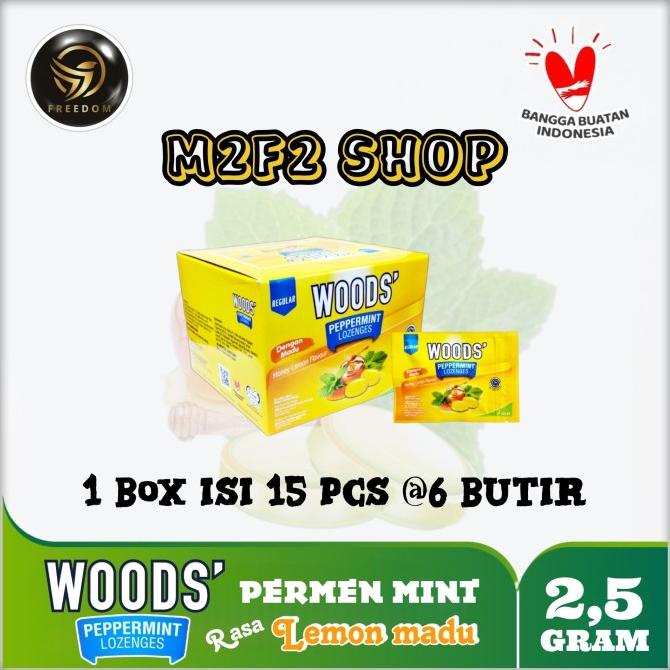 

Woods Peppermint Lozenges Honey Lemon Madu Permen Mint - 15 Gr (1 Box)