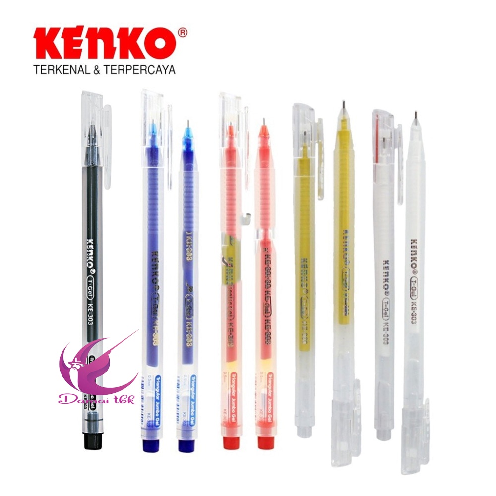 

Gel Pen Ke-303 T-Gel Triangular Black , Blue , Gold , White KENKO / Pulpen / Pena 0.5 MM