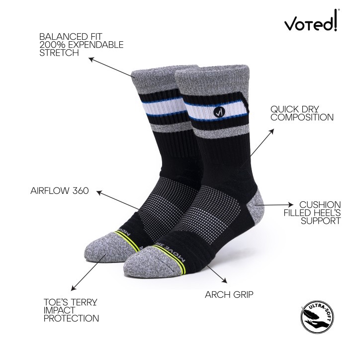 Voted Socks Kaos Kaki Basket Rebound Black