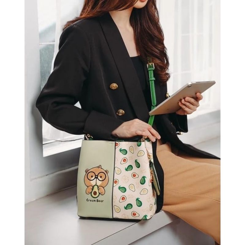 Best Seller Creambear Original Tas Kulit Selempang Tas Bahu Wanita C12162 Original