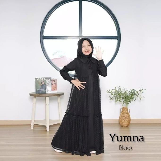 Baju Muslim Gamis Anak Perempuan 9-12 tahun Tile Dot Dress Anak Yumna